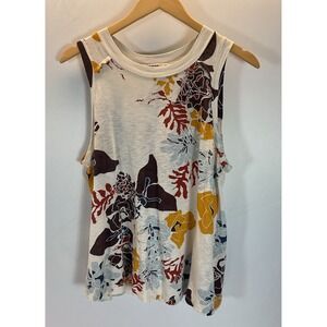 Stateside Floral Sleeveless Tank Top in Cream, Mustard, Rust & Navy